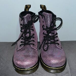 Dr. Martens Kids 1460 boots. With side zippers - Purple iridescent glitter sz 10